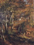 The Painter Jules Le Coeur walking his Dogs in the Forest of Fontainebleau renoir